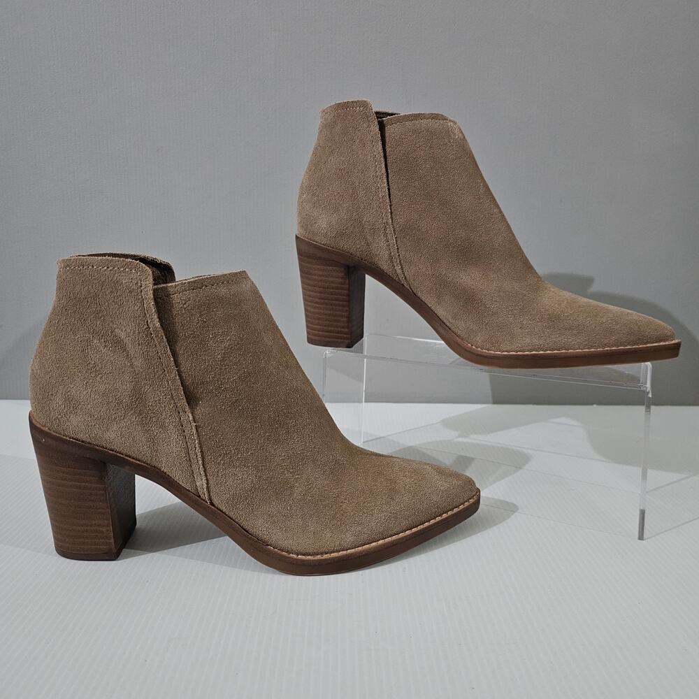 Dolce Vita Spade Pull On Ankle Bootie Womens 9.5 Mushroom Suede Block Heel Fall - Picture 3 of 13